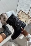 Embellished Women's Ankle Boots with Buckle Black Mivana