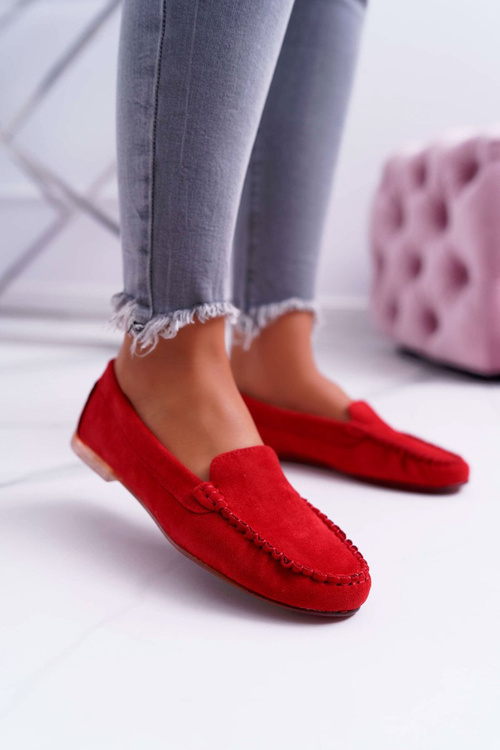 Sergio Leone Women's Suede Red Winted Moccasins