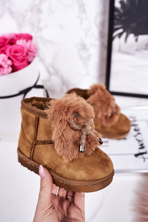 Children's Snow Boots Insulated With Fur Suede Camel Amelia