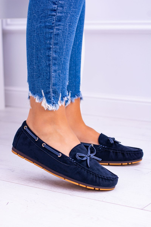 Navy Blue Suede Comfort Moccasins Gucio