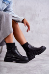 Women's Socks Boots With Zipper Black Shelter