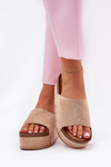 Women's sandals on massive platform eco suede Khaki Vinnibe