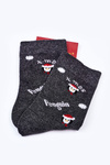 Christmas Cotton Socks PENGUIN Grey