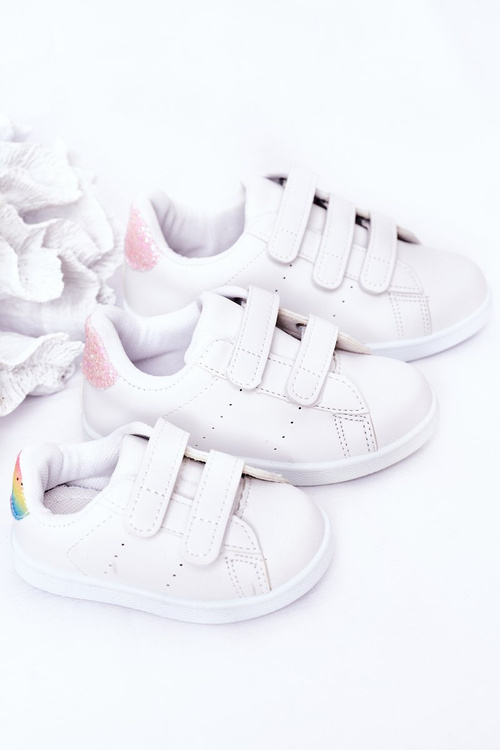 Children's Sneakers With Velcro White-Rainbow Cute Girl