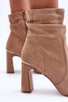 Suede Boots On Heel Beige Mellamene 