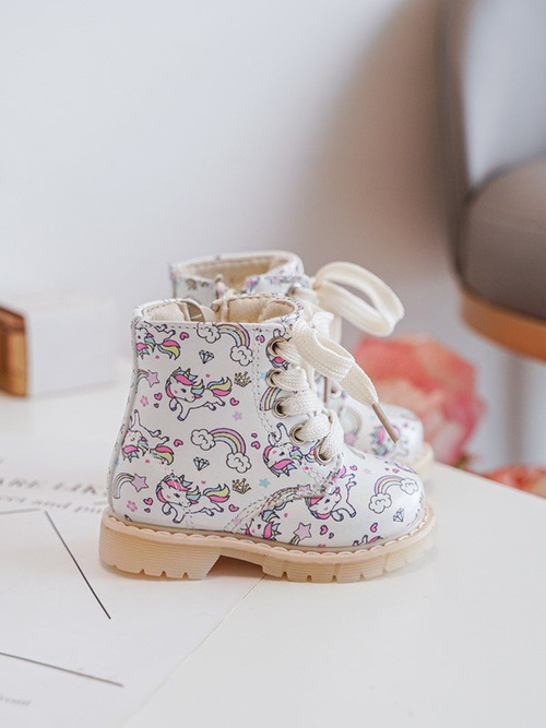 Kids' Lined Zip-Up Boots Beige Dolida