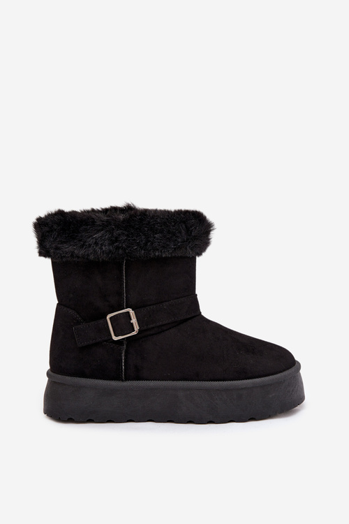 Women's Snow Boots On Platform With Buckle And Faux Fur Czarne Jesella