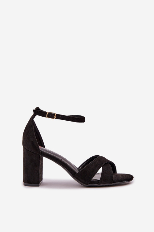 Block Heel Sandals Made Of Eco Suede Black Saniffia