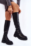 Women's Leather Boots On The Platform Black Aretha