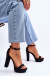 Comfortable Suede Sandals On A High Heel Black Essence