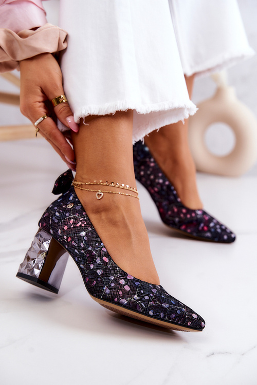 Leather Pumps On A Bar Maciejka 05334-15 Navy Blue