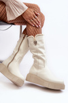 Women's Wool Leather Boots Cream Bayla