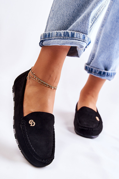 Women's Suede Loafers Black Clona