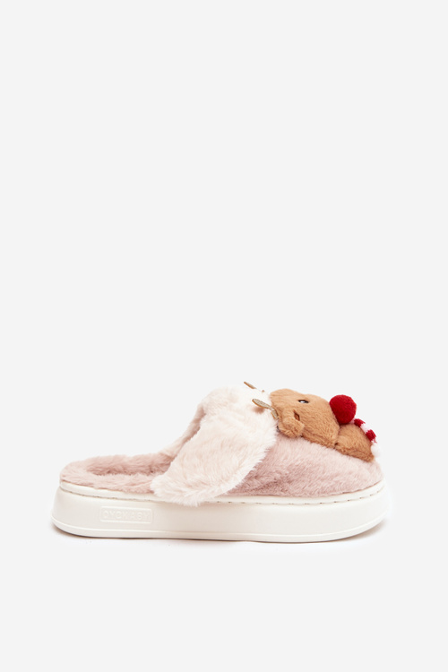 Festive Leather House Slippers Women Reindeer Beige Ilianne