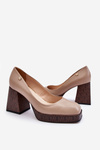 Fashionable Leather Pumps Laura Messi 2599 Beige