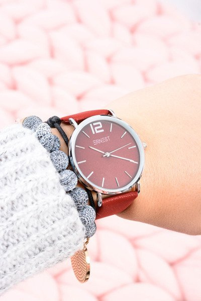Classic Leather Maroon Women's Ernest Watch