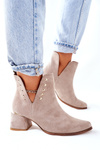 Women's Suede Boots With Cut outs Lewski Cappuccino 3074/B