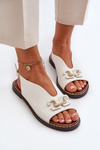 Women's Flat Heeled Sandals with White Ornament Loraeleh
