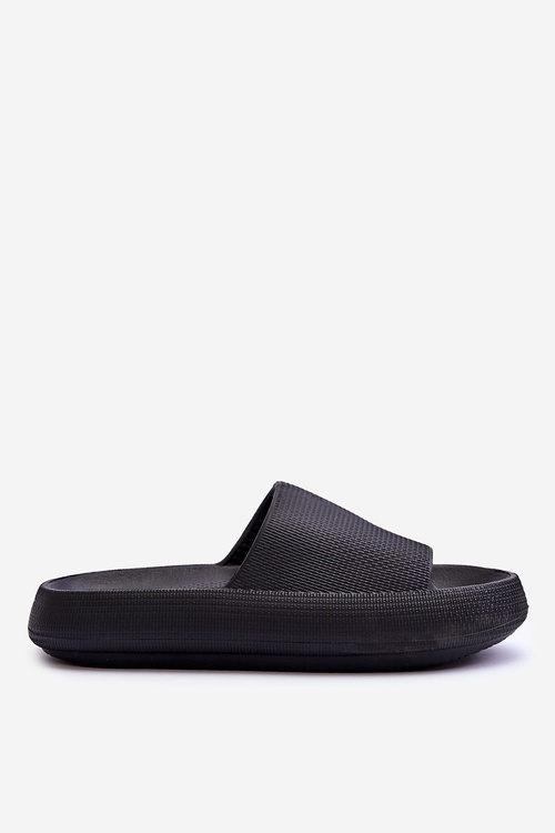 Fashion Foam Slippers On Chunky Platform Black Linnea