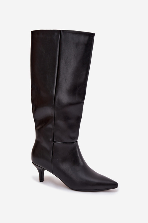 Women's boots with low heel lined with eco leather black Marcellia