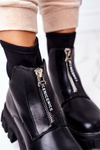 Women's Platform Boots With A Zipper Black Cheers