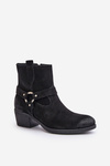 Suede insulated ankle boots with heels black Zazoo 60477