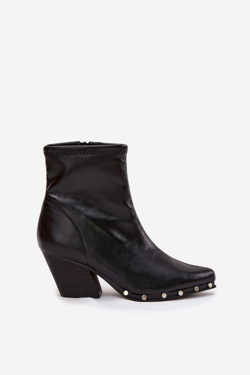 Women's cowboy boots made of eco leather with heel black Abrielle