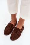 Damskie Półbuty Płaskie Mokasyny Wiązanie Czekoladowe Zalina