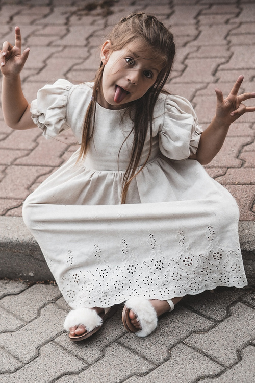 Children's Velcro Sandals with Fur White Rosavere