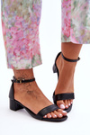 Leather Heeled Sandals Smooth Black Inspire Me!