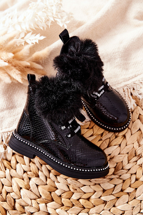 Children's Boots Insulated With Fur Black Rosea
