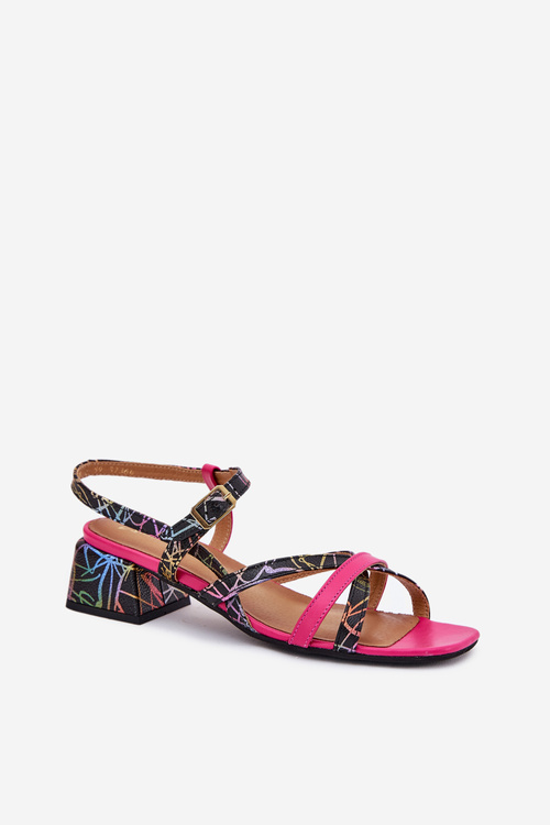 Women's Leather Heeled Sandals With Straps Maciejka 06959-39 Fuchsia