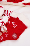 Christmas Children's Socks With Fur And Teddy Bear And Alpaca Wool Red