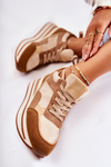Women's Suede Sports Shoes Brown and Beige Elisse