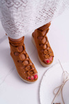 Women's Platform Sandals with Espadrilles Lace-up Camel Grand