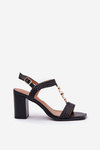 Womens Sandals On Heel With Decoration And Braid Black Annaviel