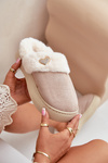 Women's Slippers With Fur And Decorative Heart Beige Otielo