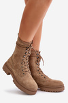 Women’s Worker Boots With Zipper Made Of Eco Suede Dark Beige Savalann