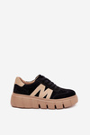 Damskie Sneakersy Platforma Zamsz Czarne Vinceza 79561