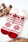 Long Socks Christmas Pattern Reindeer White