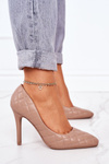 Elegant Quilted Heels Light Brown Rosanna