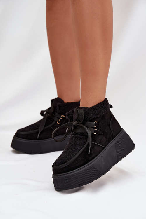 Women's Snow Boots On Platform With Fur Black Florivelle