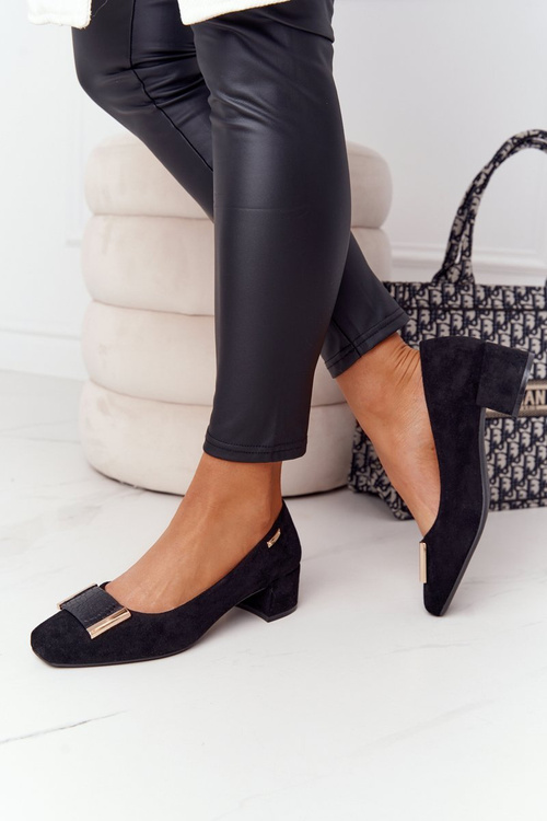 Suede Pumps On A Block Heel Sergio Leone PB142 Black