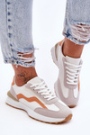 Women's Leather Sports Shoes White-Orange Somerio