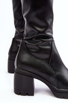 Women's Over-the-Knee Boots with Heels and Fleece Lining Black Sislene