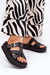 Women's Platform Sandals With Straps And Buckle Black Elimessa