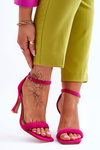 Women's Suede Heel Sandals Fuchsia Rousses