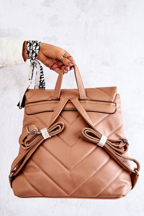 Plecak Skórzany Pikowany Beżowy Gwendie