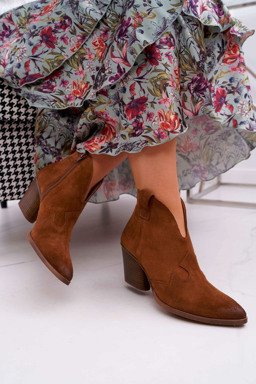 Women's Brown Leather Heeled Boots Chavai