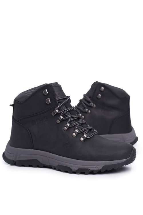 Buty Trekkingowe Męskie Skórzane Big Star Czarne EE174201